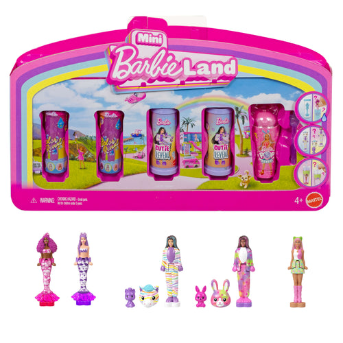 Barbie Mini Barbie Land 5 Dolls Reveal Pack, 1.5-Inch Mini Dolls With Surprise Reveal & Sensory Play Piece, Barbie product photograph published by Mattel