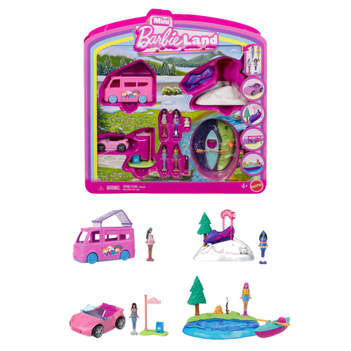 Barbie Mini Barbieland 4-Pack Doll & Vehicle Set, 4 1.5-Inch Dolls & 4 Iconic Toy Vehicles, Barbie product photograph published by Mattel