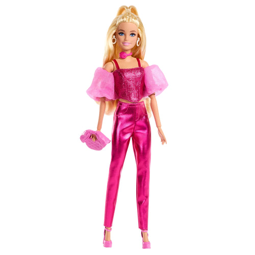 Barbie Deluxe Style Fashion Doll #5 in Metallic Pink Outfit With Corset Top And Accessories, Blonde, Barbie product photograph published by Mattel