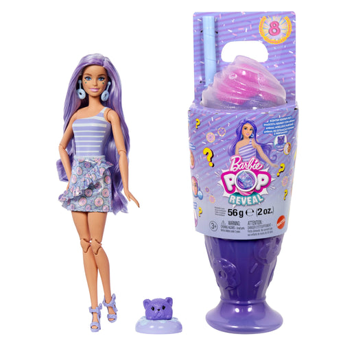 Barbie Pop Reveal Treat Series Doll & Accessories Set, 8 Surprises Include Pet, Barbie product photograph published by Mattel