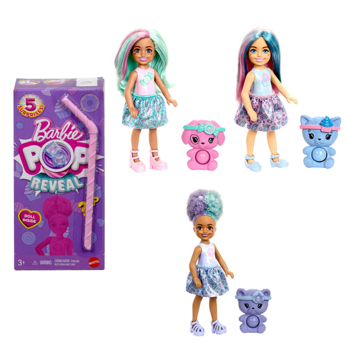 Barbie Chelsea Pop Reveal Treat Series Doll With 5 Surprises Including Scent & Pet, Barbie product photograph published by Mattel