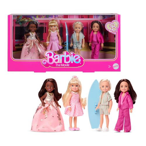 Barbie The Movie Chelsea Collectible 4-Pack Dolls, Includes Barbie, Ken, President Barbie, & Gloria Characters, Barbie product photograph published by Mattel