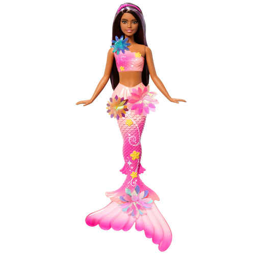 Barbie Flower Magic Mermaid Toy Doll With Surprise Blooming Flowers Feature & Pearl Headband Accessory, Barbie product photograph published by Mattel