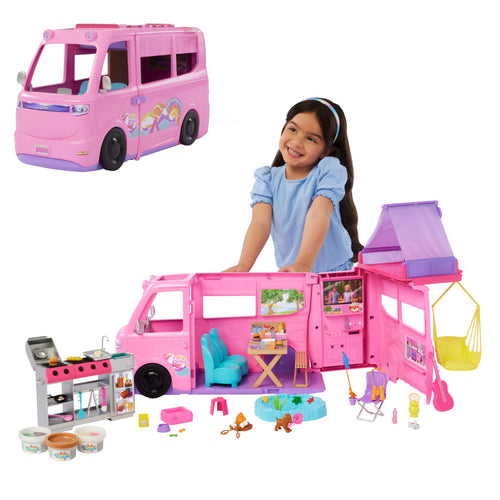 Barbie Dream Camper Playset With Roof Tent, BBQ Grill With Color-Change Feature & 60+ Accessories, Barbie product photograph published by Mattel