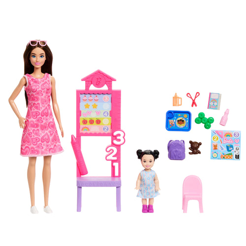Barbie Careers Teacher Playset With Fashon Doll, Toddler Doll, Classroom Board & Accessories, Barbie product photograph published by Mattel