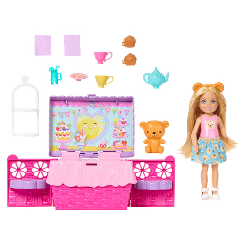 Barbie Family & Friends Club Chelsea Pop-Up Tea Party Playset With Small Doll & 10+ Accessories, Barbie product photograph published by Mattel
