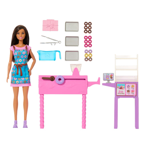 Barbie Careers Donut Shop Playset With Fashion Doll, Conveyor Belt, Accessories & Color-Change, Barbie product photograph published by Mattel