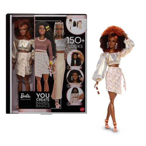 Barbie You Create Barbie Basics Neutral Kit 002, Customizable Fashion Doll & Universal-Fit Clothing, Barbie product photograph published by Mattel
