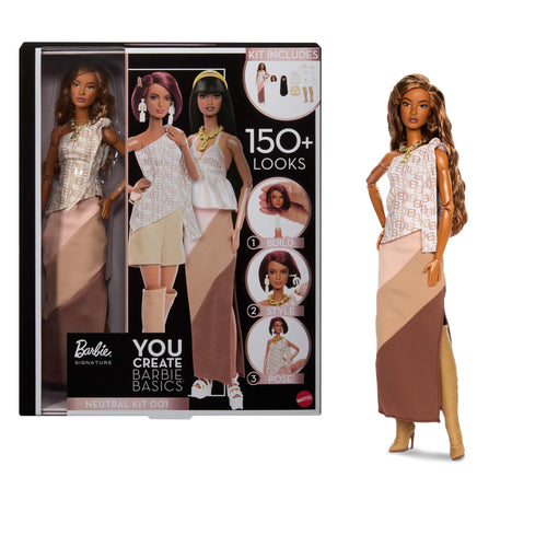 Barbie You Create Barbie Basics Neutral Kit 001, Customizable Fashion Doll & Universal-Fit Clothing, Barbie product photograph published by Mattel