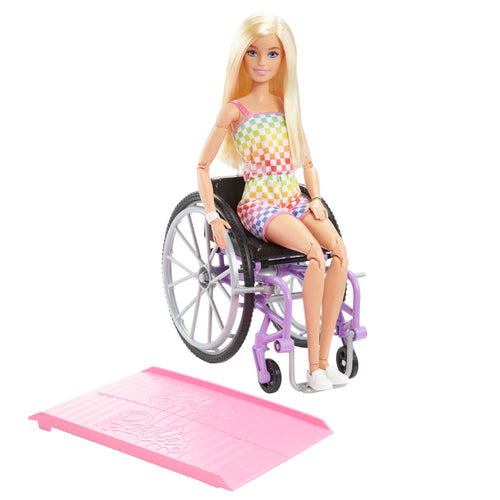Barbie Fashionistas Doll #194 With Wheelchair & Ramp, Blond Hair, Rainbow Dress & Accessories, Barbie product photograph published by Mattel