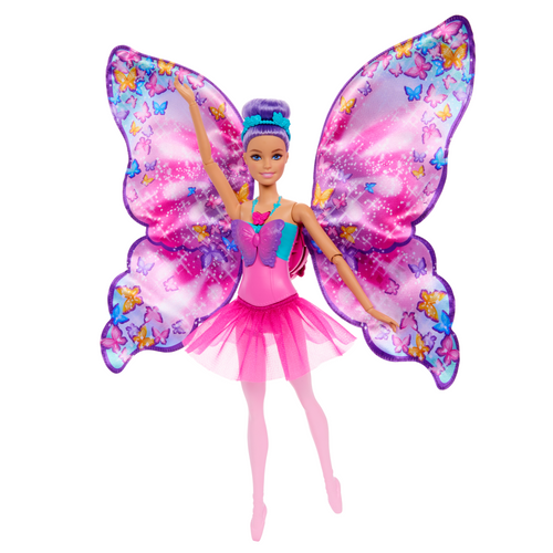 Barbie Dance And Flutter Doll With 2-In-1 Transformation From Dancer To Butterfly, Purple Hair, Barbie product photograph published by Mattel