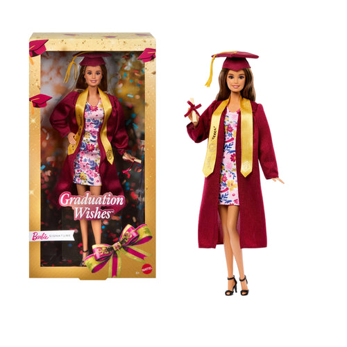 Barbie Signature Graduation Wishes Fashion Doll With Burgundy Robe & Tassel Cap, Collectible Gift, Barbie product photograph published by Mattel