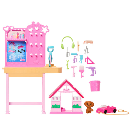 Barbie World Build-A-Doghouse Playset With Workbench, Buildable Doghouse & 15+ Accessories, Barbie product photograph published by Mattel