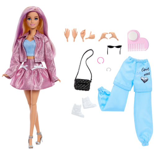 Barbie Deluxe Style Doll With 4 Fashions, 4 Accessories, 4 Interchangeable Hands & Color Change Hair, Barbie product photograph published by Mattel