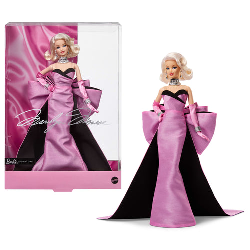 Marilyn Monroe Barbie Signature Collectible Doll, Wearing Iconic Pink Dress From The Film & “Diamonds” Jewelry, Barbie product photograph published by Mattel