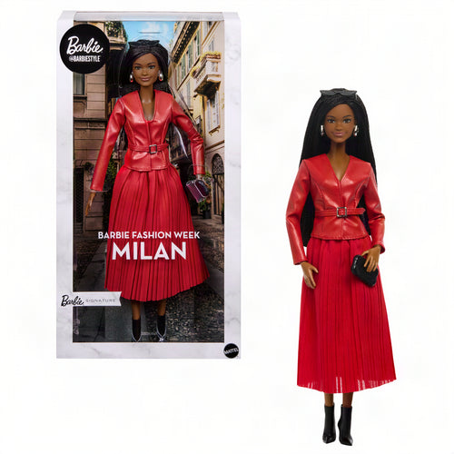 Barbie Signature Collectible Fashion Doll, Barbiestyle Fashion Week Doll Milan Street Style Clothes, Barbie product photograph published by Mattel