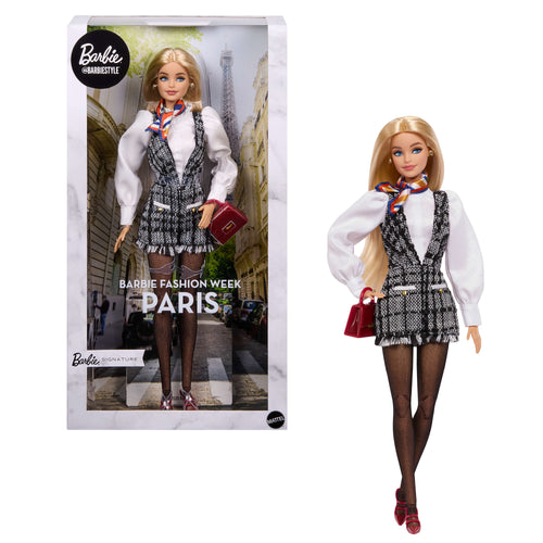 Barbie Signature Collectible Fashion Doll, Barbiestyle Fashion Week Doll Paris Street Style Clothes, Barbie product photograph published by Mattel