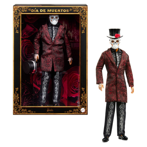 Barbie 2026 Día De Muertos Ken Doll in Knee Length Jacket And Removable Calavera Mask And Hat, Barbie product photograph published by Mattel