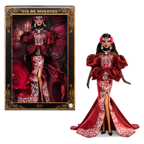 Barbie 2026 Día De Muertos Doll in Satin Mermaid Dress And Removable Calavera Mask, Barbie product photograph published by Mattel