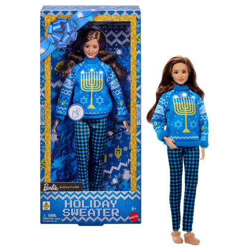 Barbie Holiday Sweater Doll, Collectible Ugly Sweater Doll in Themed Knit Sweater, Barbie product photograph published by Mattel