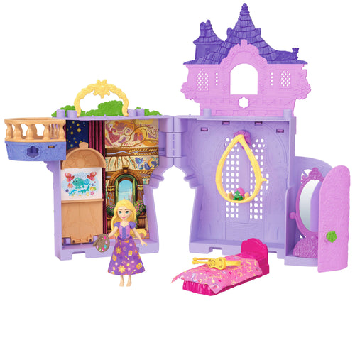 Disney Princess Rapunzel Storytime Stackers Doll House, Small Doll, Pascal Figure & 7 Accessories, Disney product photograph published by Mattel