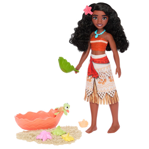 Disney Princess Ocean Friends Moana Doll With Moldable Sand, Animal Friend & 8 Accessories, Disney product photograph published by Mattel