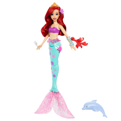 Disney Princess Ocean Friends Ariel Swimming Mermaid Doll With Squirt Toy, Figure & 4 Accessories, Disney product photograph published by Mattel