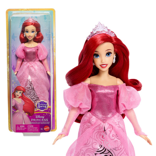 Disney Princess Enchanted Stories Ariel Fashion Doll With Sparkling Dress & Accessories, Posable, Disney product photograph published by Mattel