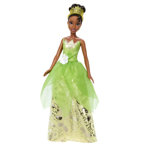 Disney Princess Enchanted Stories Tiana Fashion Doll With Sparkling Dress & Accessories, Posable, Disney product photograph published by Mattel