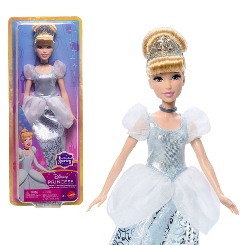 Disney Princess Enchanted Stories Cinderella Fashion Doll With Sparkling Dress & Accessories, Posable, Disney product photograph published by Mattel