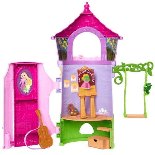 Disney Princess Enchanted Stories Rapunzel's Tower Playset With 6 Play Areas, Pascal Figure & 5 Accy, Disney product photograph published by Mattel