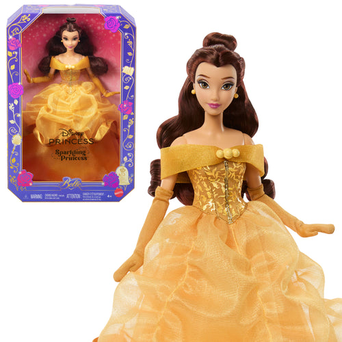 Disney Princess Sparkling Princess Series Belle Fashion Doll With Removable Dress & Accessories, Disney product photograph published by Mattel