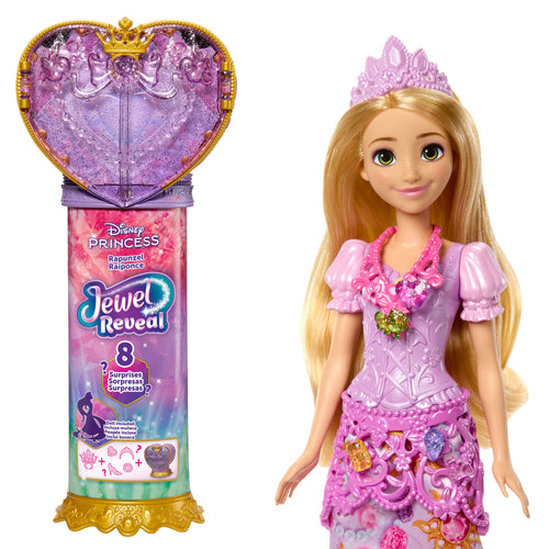 Disney Princess Jewel Reveal Rapunzel Fashion Doll W/ 8 Surprises Including Gem Box & 10 Accessories, Disney product photograph published by Mattel
