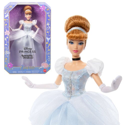Disney Princess Sparkling Princess Series Cinderella Fashion Doll With Removable Dress & Accessories, Disney product photograph published by Mattel