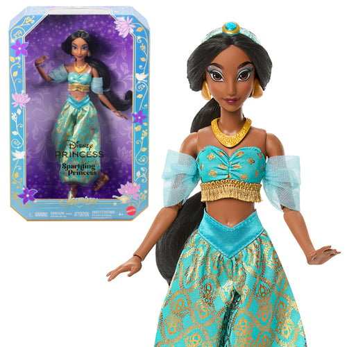 Disney Princess Sparkling Princess Series Jasmine Fashion Doll With Removable Outfit & Accessories, Disney product photograph published by Mattel