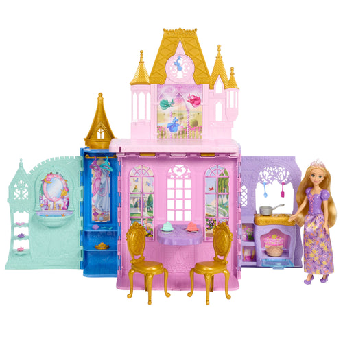 Disney Princess Rapunzel Doll And Close & Carry Castle Playset With 5 Play Areas & 20 Accessories, Disney product photograph published by Mattel