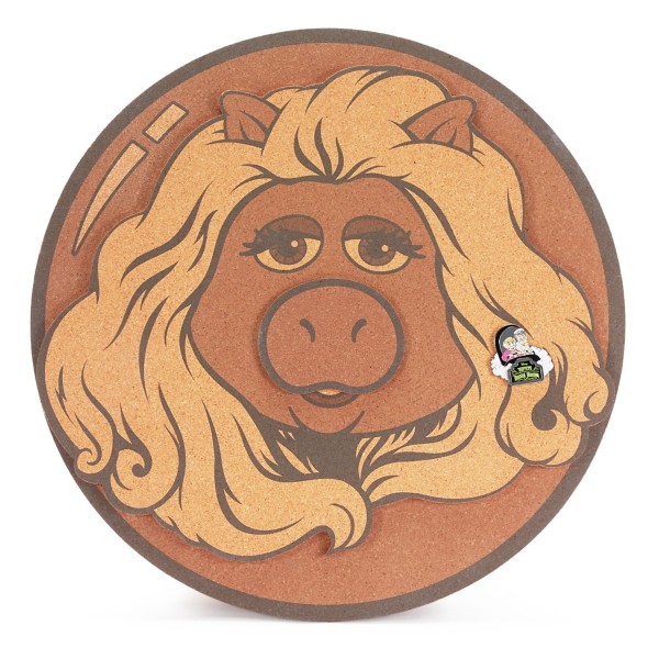 Miss Piggy Pin Collectors Cork Board with Statler Waldorf Pin Muppets Haunted Mansion Limited Release, The Muppets collectible pin, limited release Disney pin, Disney Store product photograph