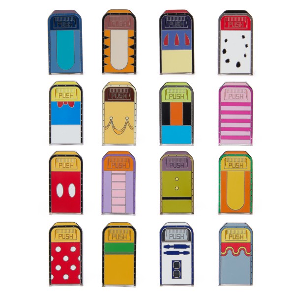 Disney Character Trash Bins Mystery Pin Pouch 5 pc., mystery Disney pin, Disney Store product photograph