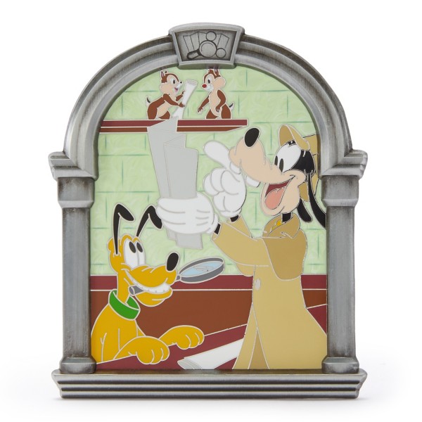 Goofy and Friends Disney Daring Detectives Jumbo Pin Limited Edition, Mickey and Friends collectible pin, limited edition Disney pin, Disney Store product photograph