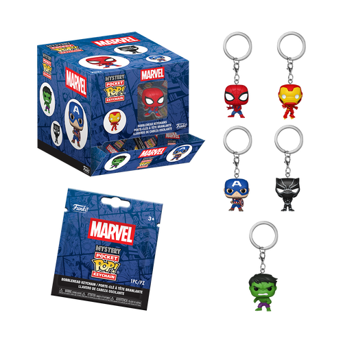 Mystery Pop! Keychain Marvel, Mystery Pop! Keychain vinyl figure, Funko product render