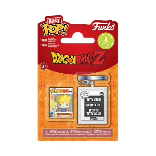 Bitty Pop! & Accessories Super Saiyan Goku & Keychain, Dragon Ball Bitty Pop! vinyl figure, Funko product render