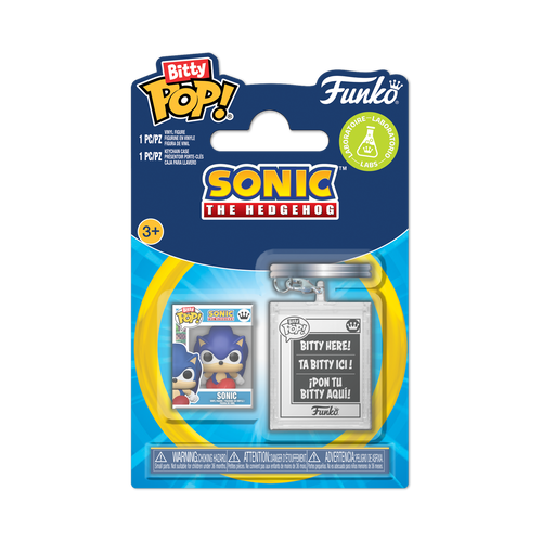 Bitty Pop! & Accessories Sonic & Keychain, Sonic The Hedgehog Bitty Pop! vinyl figure, Funko product render