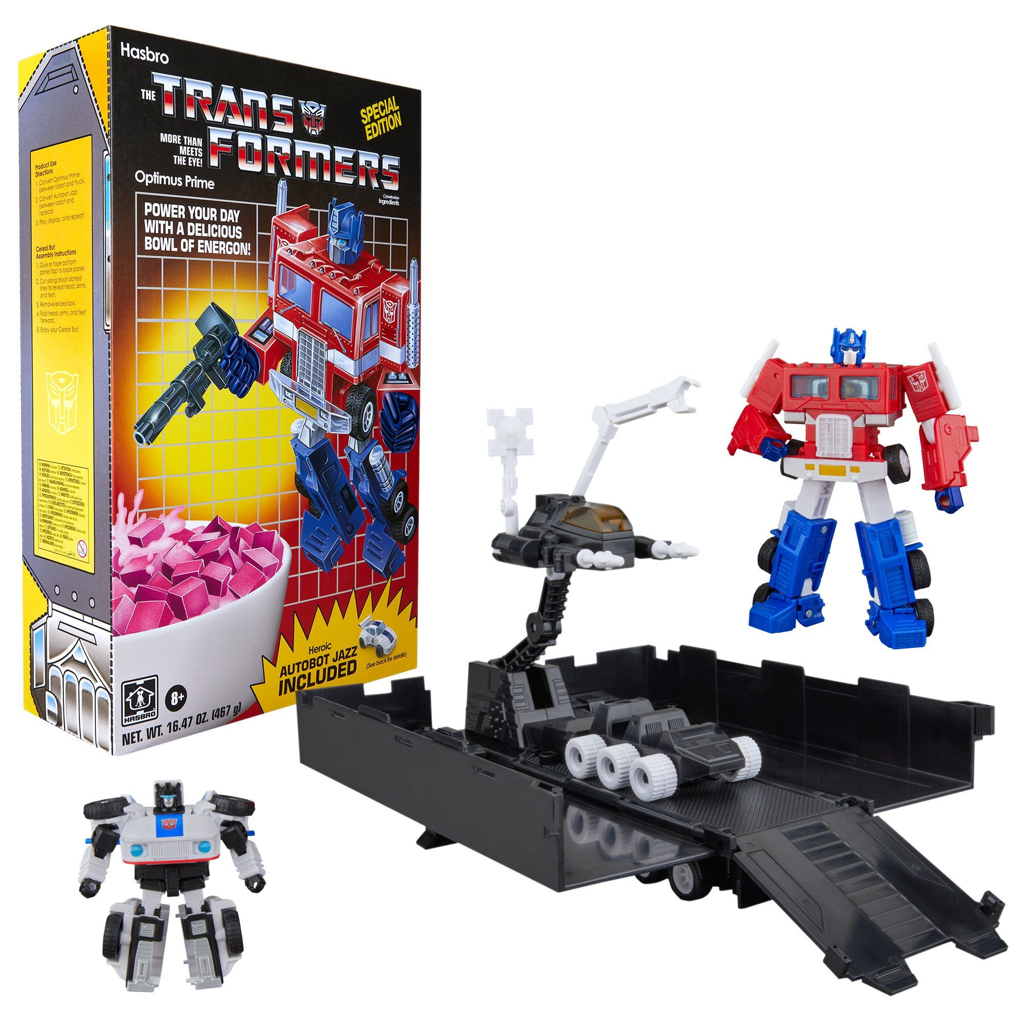 Transformers Optimus Prime & Autobot Jazz Cereal Box Set, hasbro pulse exclusive, Hasbro Pulse product photograph