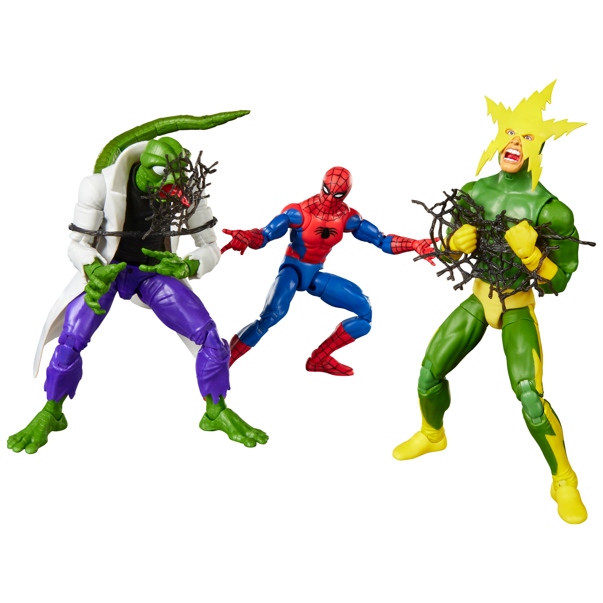 Marvel Legends Series Spider-Man, Marvel's Lizard, & Marvel's Electro, hasbro pulse exclusive, Hasbro Pulse product photograph