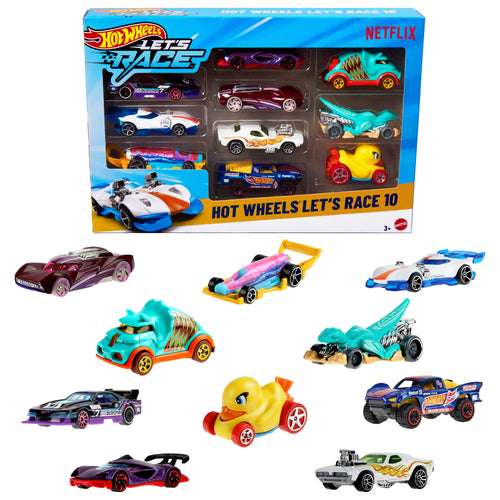 Hot Wheels Let's Race 10-Pack Of 1:64 Scale Toy Cars & Trucks From Netflix Show, Hot Wheels product photograph published by Mattel