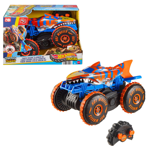 Hot Wheels Monster Trucks Tiger Shark Climber RC Vehicle, Battery-Powered Remote-Control Toy Truck, Hot Wheels product photograph published by Mattel