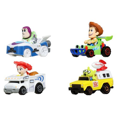 Hot Wheels Racerverse, Set Of 4 Die-Cast Hot Wheels Cars With Pop Culture Characters As Drivers, Hot Wheels product photograph published by Mattel