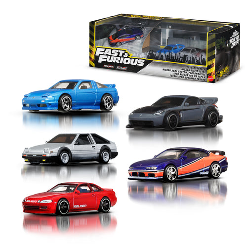 Hot Wheels Cars, Premium Fast & Furious Tokyo Drift Bundle Of 5 1:64 Scale Die-Cast Vehicles, Hot Wheels product photograph published by Mattel