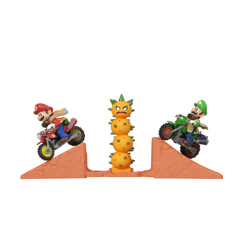 Hot Wheels Mario Kart Mario & Luigi Desert Jump Inspired By The Super Mario Galaxy Movie With 2 Motos, Hot Wheels product photograph published by Mattel