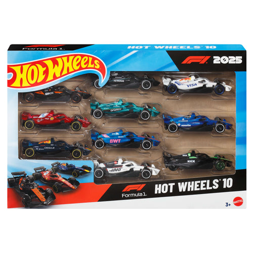 Hot Wheels Formula 1 10-Pack, Set Of 10 1:64 Scale Toy Cars With Each 2025 F1 Racing Team, Hot Wheels product photograph published by Mattel